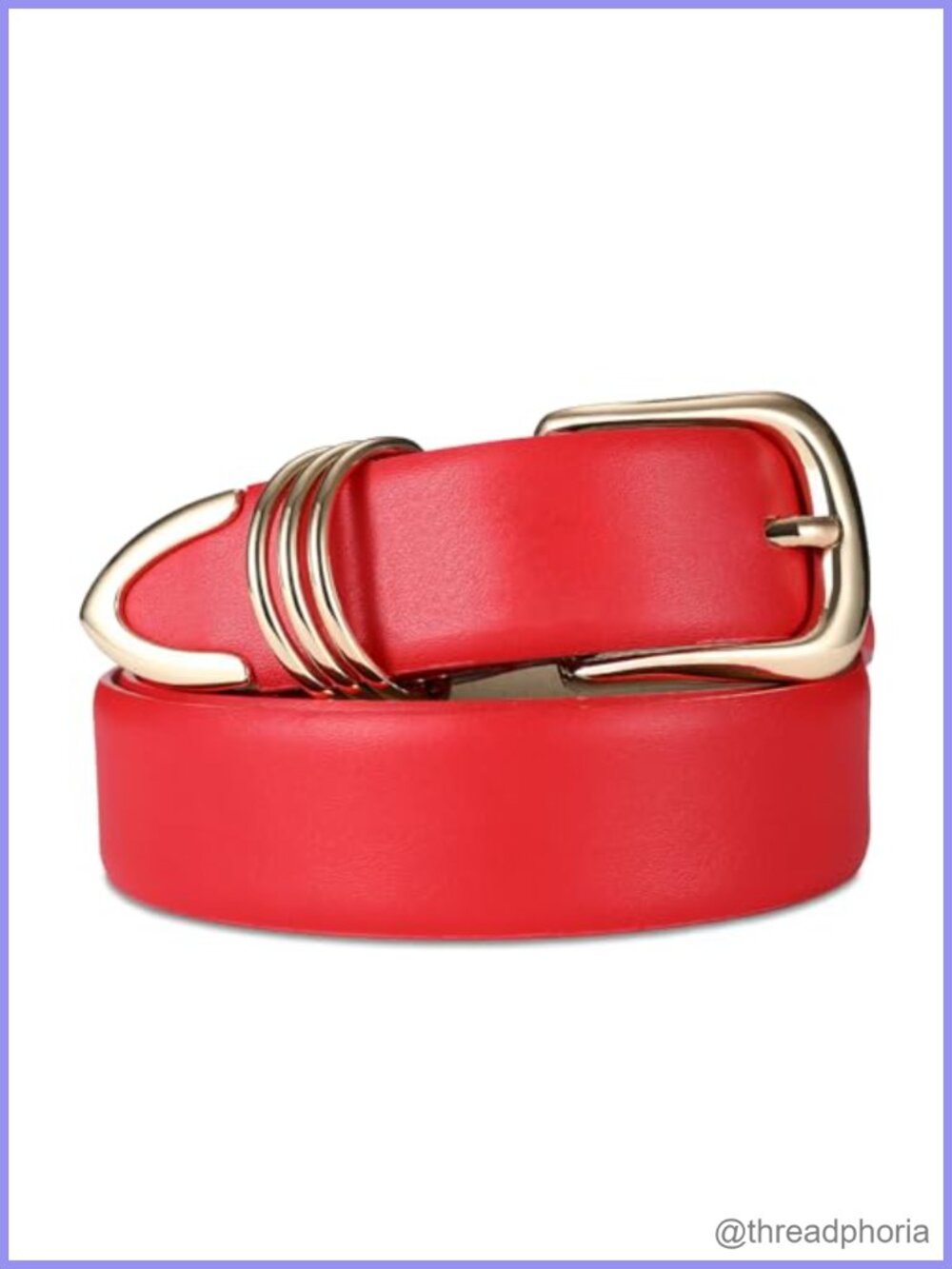 Women's Synthetic Leather Waist Belt Gold-Tone Buckle Adjustable Fit
